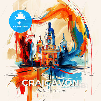 Vibrant Craigavon, Northern Ireland - A Painting Of A Building With Colorful Paint - Square format print template