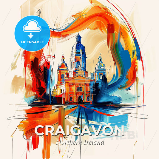 Vibrant Craigavon, Northern Ireland - A Painting Of A Building With Colorful Paint - Square format print template