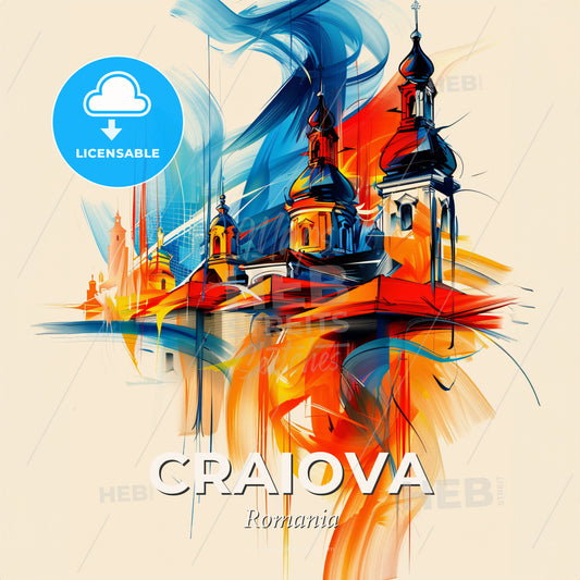 Vibrant Craiova, Romania - A Painting Of A Building With Colorful Paint - Square format print template