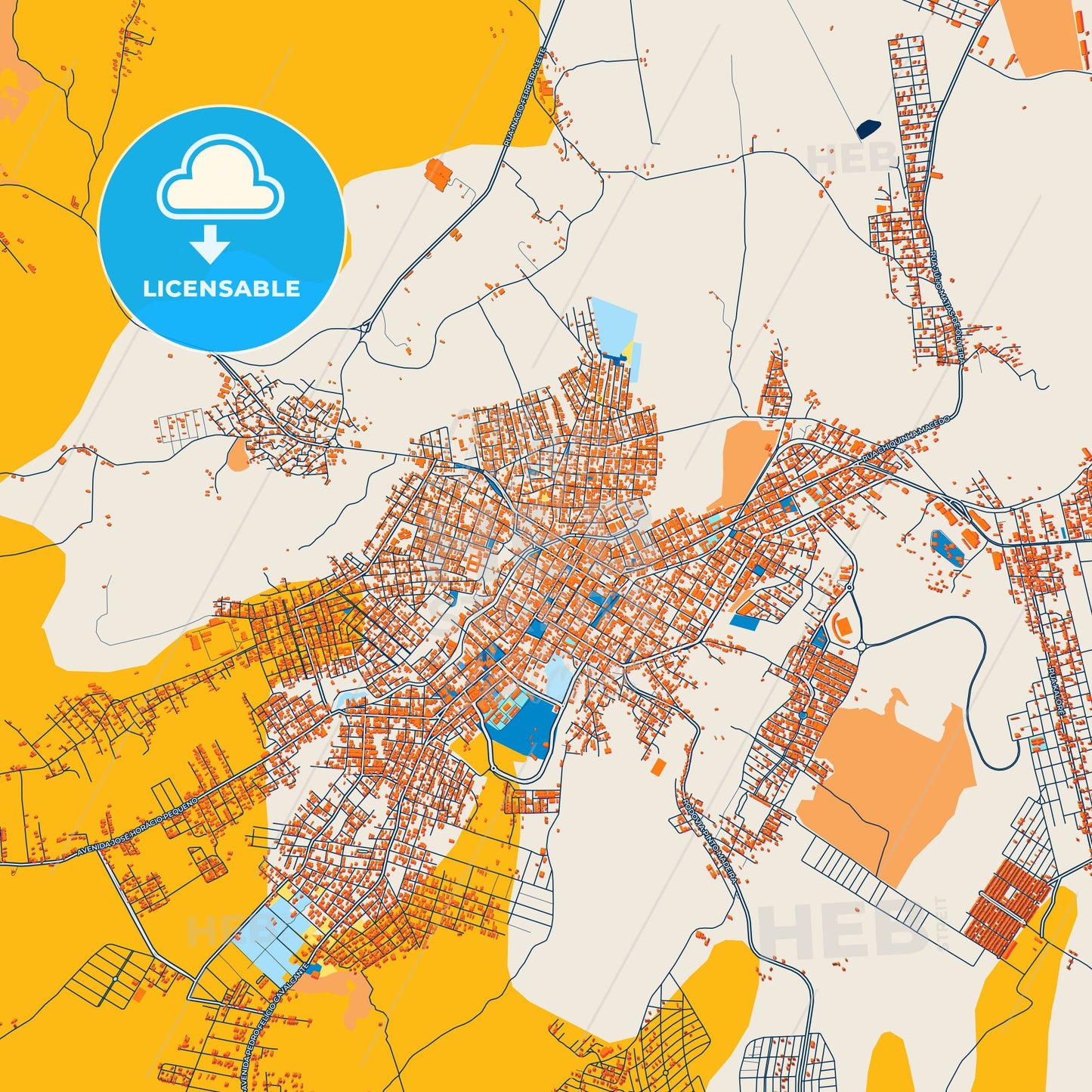 Colorful Crato Street Map with Labels and Buildings