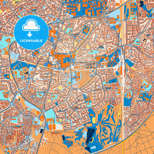 Colorful Crawley Street Map with Labels and Buildings