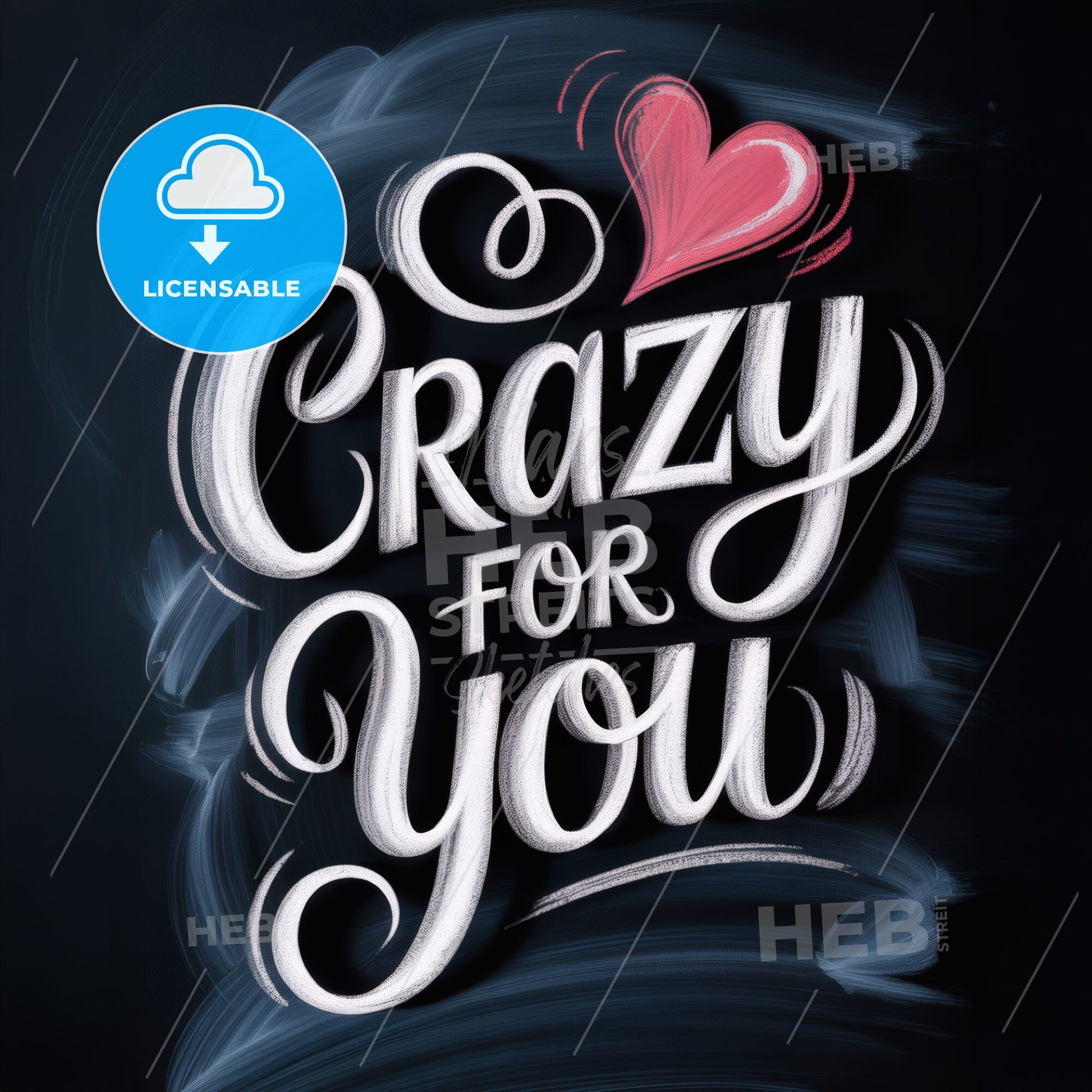 Creative Chalkboard Design with Heart Illustration Featuring the Phrase 'Crazy for You' in Whimsical Typography.