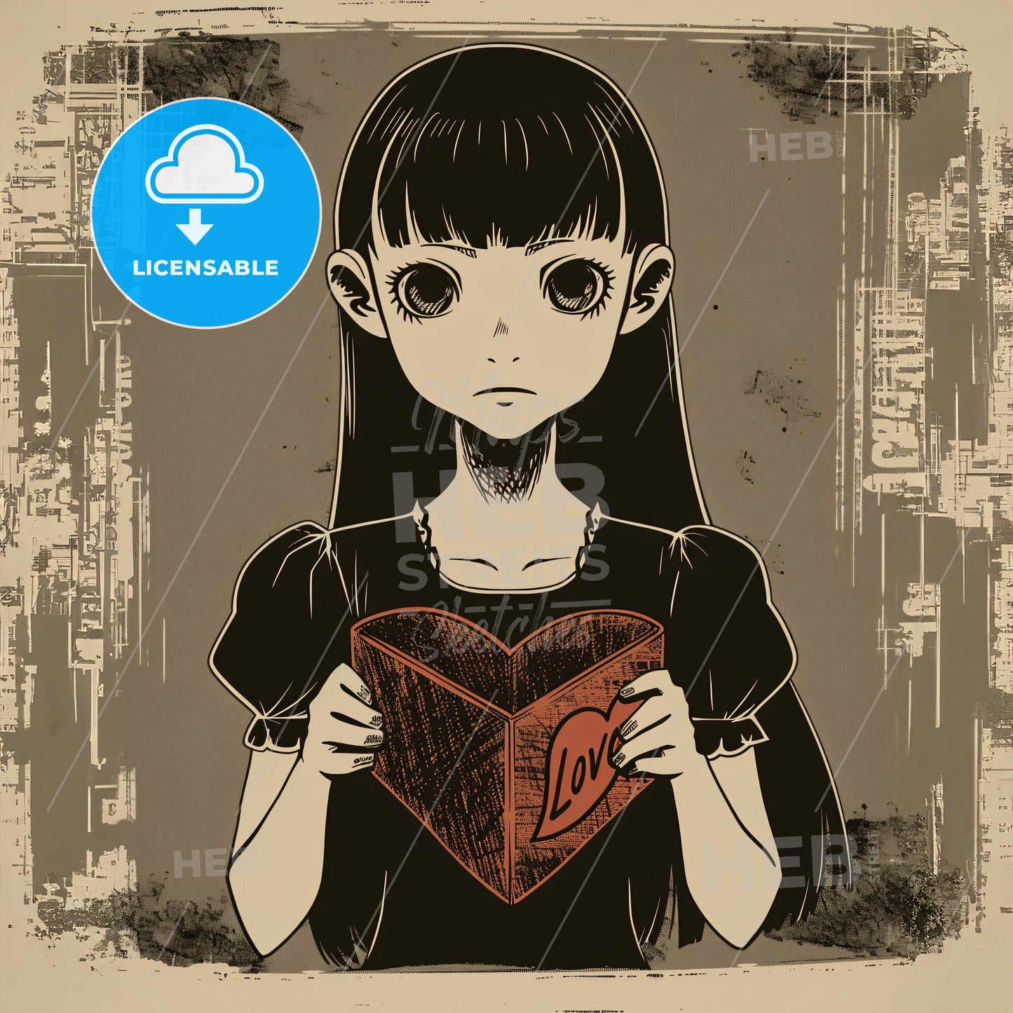 A Cartoon Of A Girl Holding A Heart Shaped Book