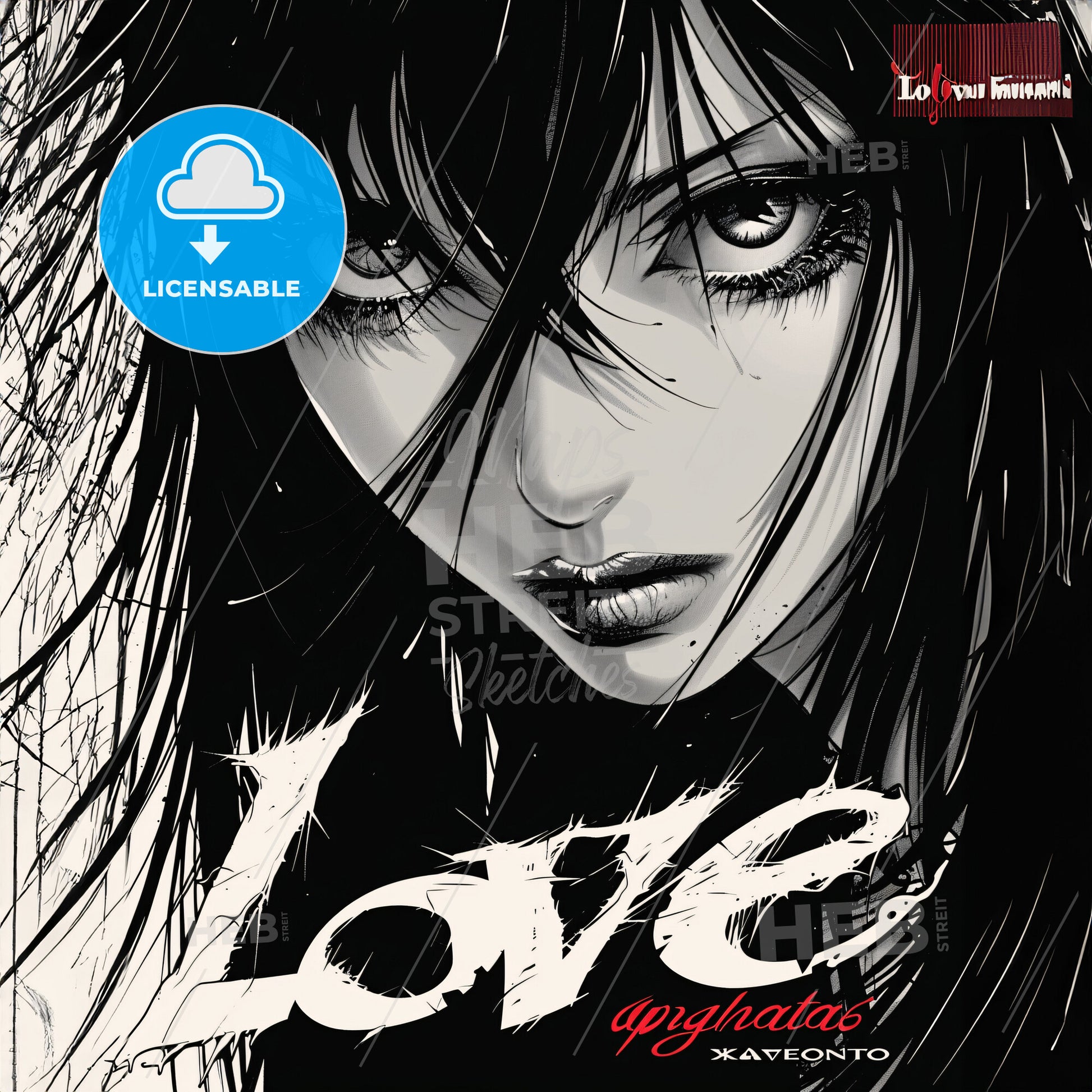 A Black And White Image Of A Woman With Long Hair