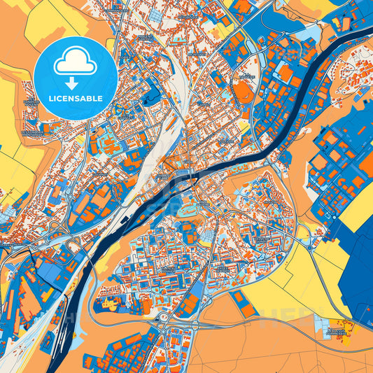Colorful Creil Street Map with Labels and Buildings