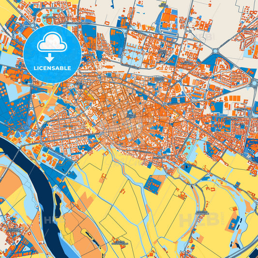 Colorful Cremona Street Map with Labels and Buildings
