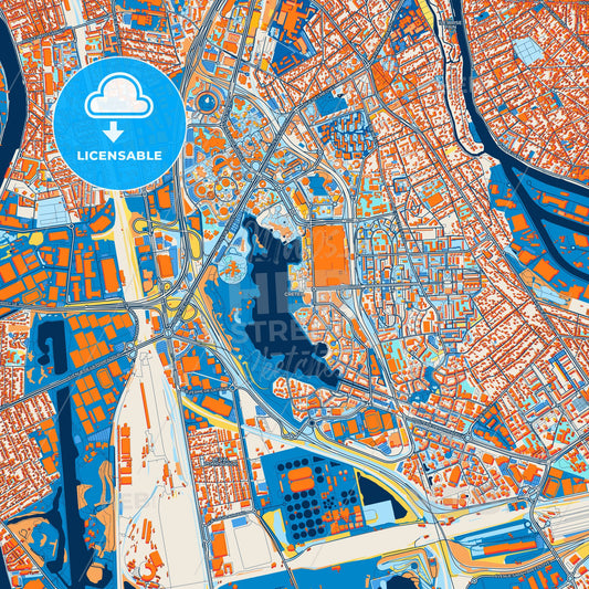 Colorful Créteil Street Map with Labels and Buildings