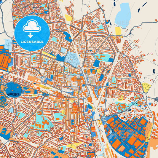 Colorful Crewe Street Map with Labels and Buildings