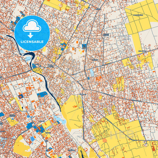 Colorful Croix-des-Bouquets Street Map with Labels and Buildings