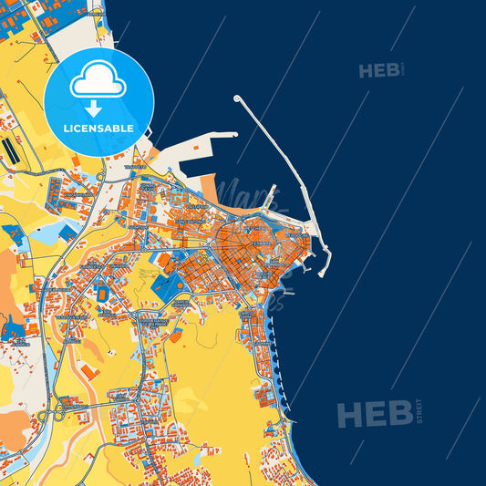 Colorful Crotone Street Map with Labels and Buildings