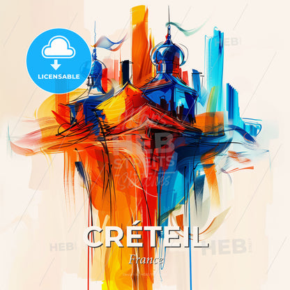 Vibrant Créteil, France - A Colorful Painting Of A Building - Square format print template