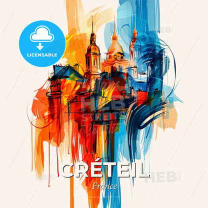 Vibrant Créteil, France - A Painting Of A Building - Square format print template