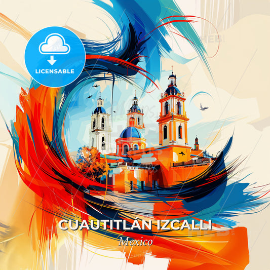 Vibrant Cuautitlán Izcalli, Mexico - A Colorful Painting Of A Building - Square format print template