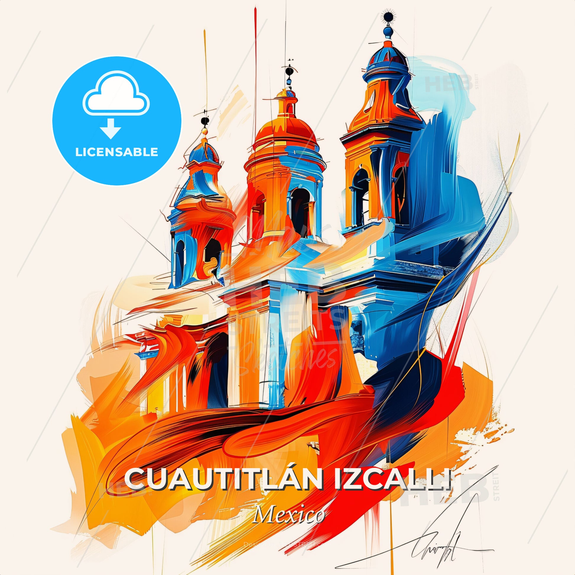 Vibrant Cuautitlán Izcalli, Mexico - A Painting Of A Building With Colorful Paint - Square format print template