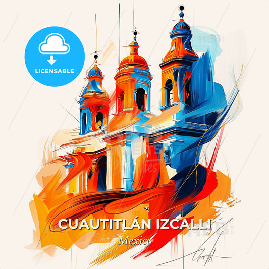 Vibrant Cuautitlán Izcalli, Mexico - A Painting Of A Building With Colorful Paint - Square format print template