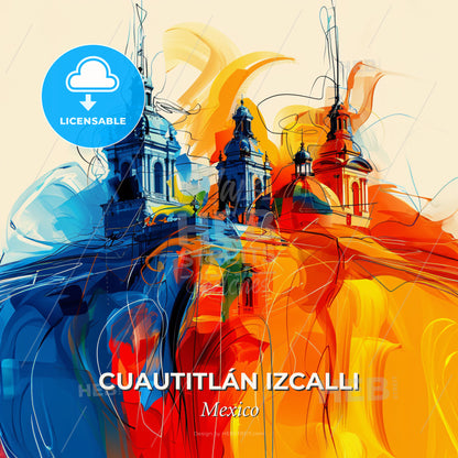 Vibrant Cuautitlán Izcalli, Mexico - A Colorful Painting Of A Building - Square format print template