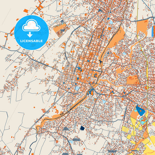 Colorful Cuautla Street Map with Labels and Buildings