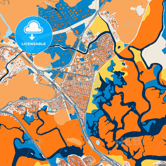 Colorful Cubatao Street Map with Labels and Buildings
