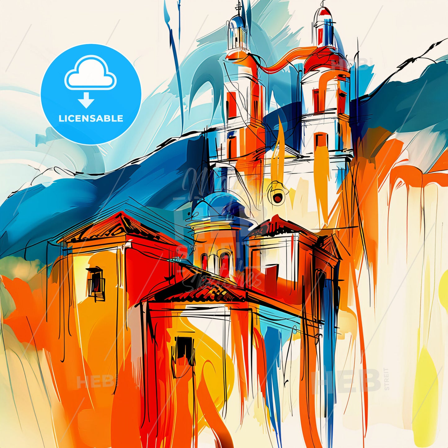 Vibrant Cucuta, Colombia - A Painting Of A Building