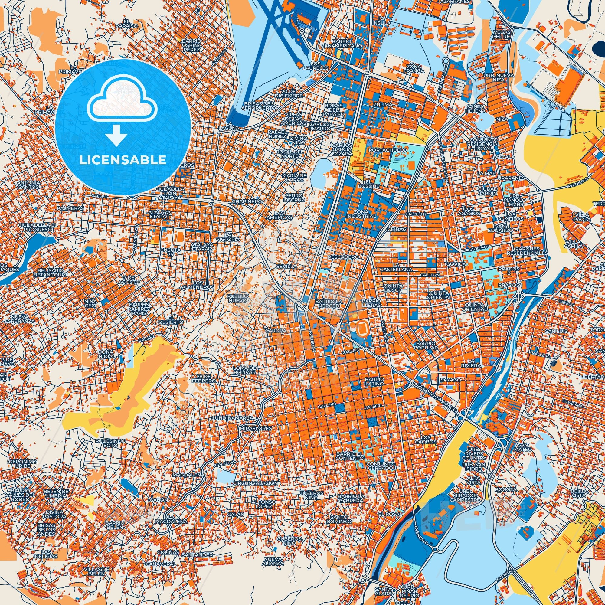 Cuta Map Colorful Cucuta Street Map With Labels And Buildings – HEBSTREITS