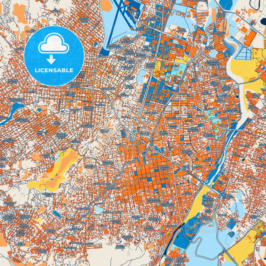 Colorful Cucuta Street Map with Labels and Buildings