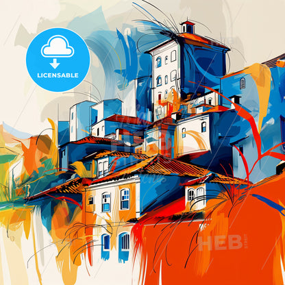 Vibrant Cuiaba, Brazil - A Painting Of Buildings And A City