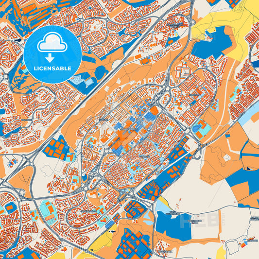 Colorful Cumbernauld Street Map with Labels and Buildings