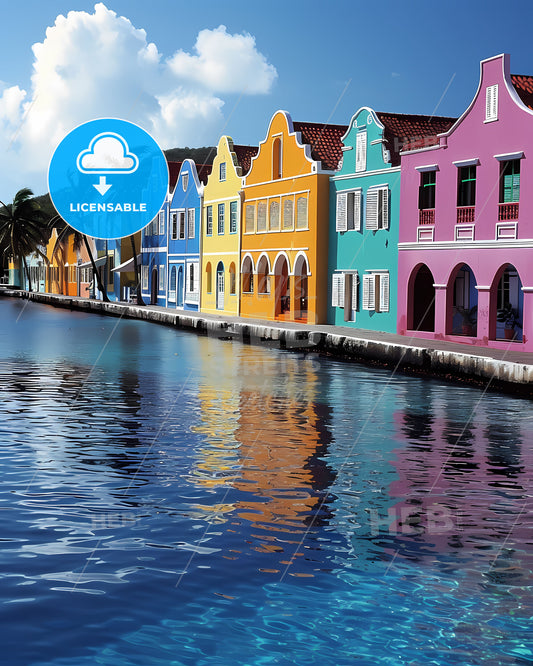 Colorful Painted Cityscape, Willemstad, Curacao, Antillean Islands, Caribbean Sea