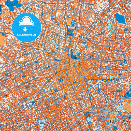 Colorful Curitiba Street Map with Labels and Buildings