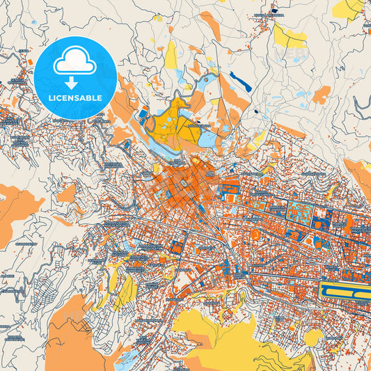 Colorful Cusco Street Map with Labels and Buildings