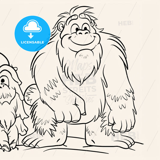 Cute Bigfoot - A Cartoon Of A Gorilla And A Baby Gorilla