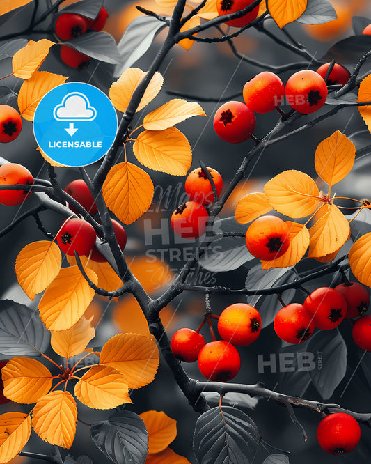 Boho Style Vibrant Tree Leaves Berries Pillow Print Pattern Wall Art Home Decor