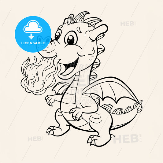 Cute Dragon Breathing Fire Coloring Pages For Kids - A Cartoon Of A Dragon