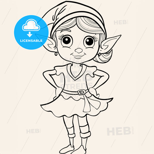 Cute Elf Girl - A Cartoon Of A Girl In A Garment