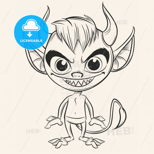 Cute Friendly Looking Devil - A Cartoon Of A Monster