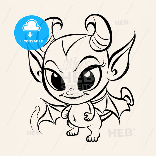 Cute Friendly Looking Devil - A Cartoon Of A Baby Dragon