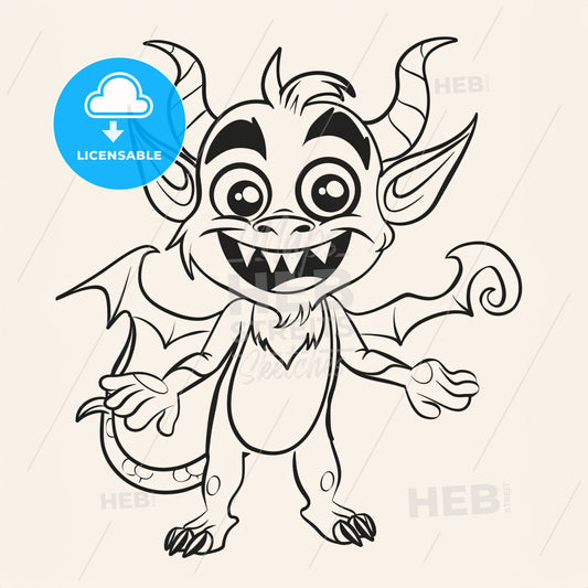 Cute Friendly Looking Devil - A Cartoon Of A Monster