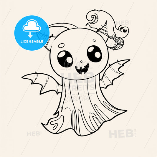 Cute Ghost - A Cartoon Character With Wings And Horns