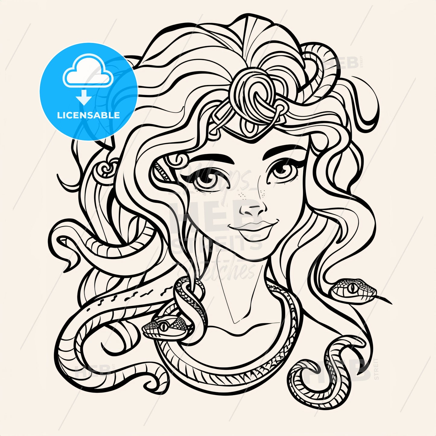 Cute Medusa With Snakehair - A Drawing Of A Woman With Snakes Around Her Head