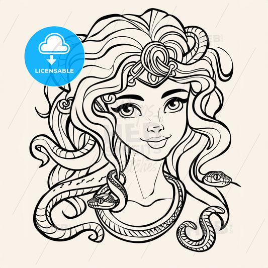 Cute Medusa With Snakehair - A Drawing Of A Woman With Snakes Around Her Head