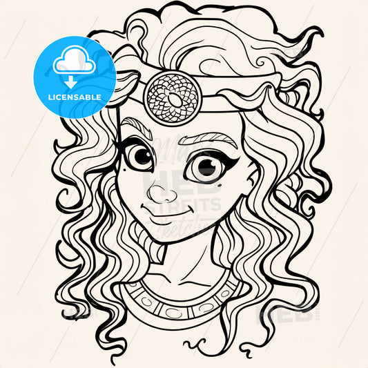 Cute Medusa With Snakehair - A Drawing Of A Woman With Curly Hair