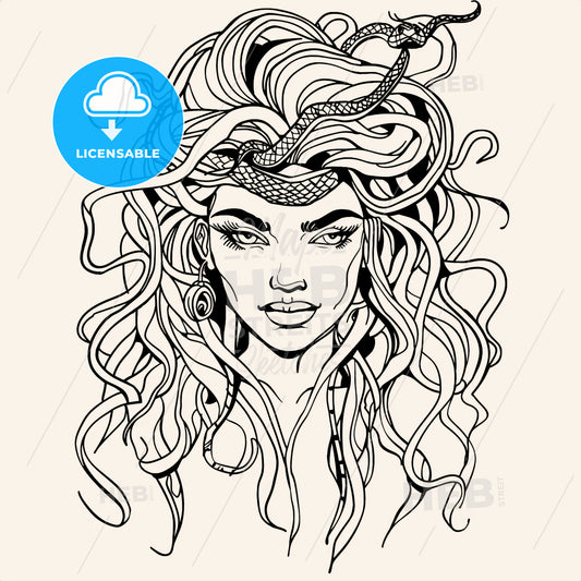 Cute Medusa With Snakehair - A Drawing Of A Woman With A Snake On Her Head