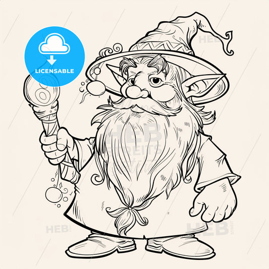 Cute Wizard - A Cartoon Of A Gnome