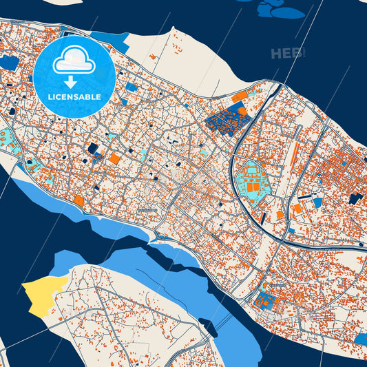Colorful Cuttack Street Map with Labels and Buildings