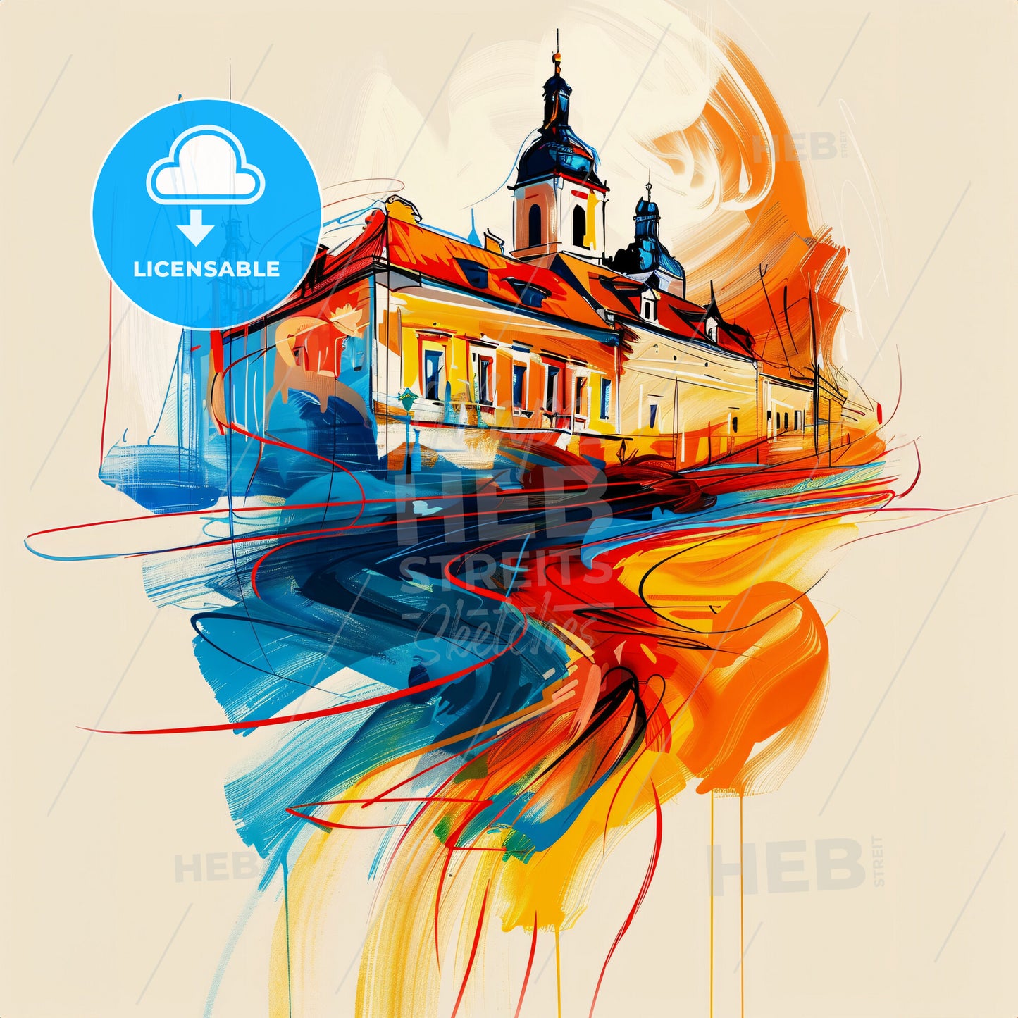 Vibrant Częstochowa, Poland - A Painting Of A Building