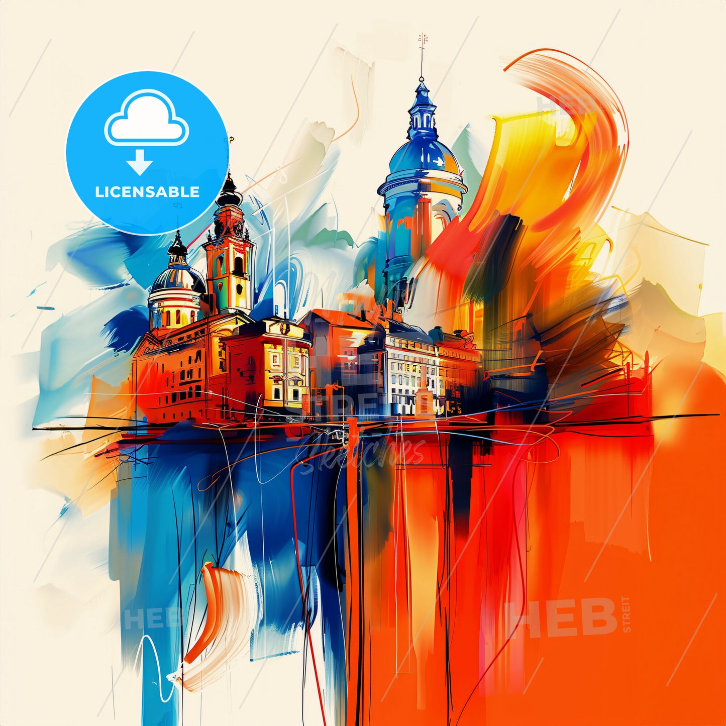 Vibrant Łódź, Poland - A Painting Of A Building