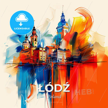 Vibrant Łódź, Poland - A Painting Of A Building - Square format print template