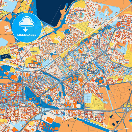 Colorful Dąbrowa Górnicza Street Map with Labels and Buildings