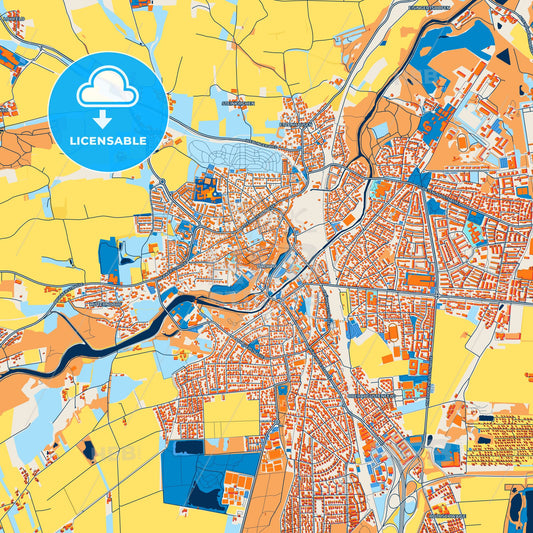 Colorful Dachau Street Map with Labels and Buildings