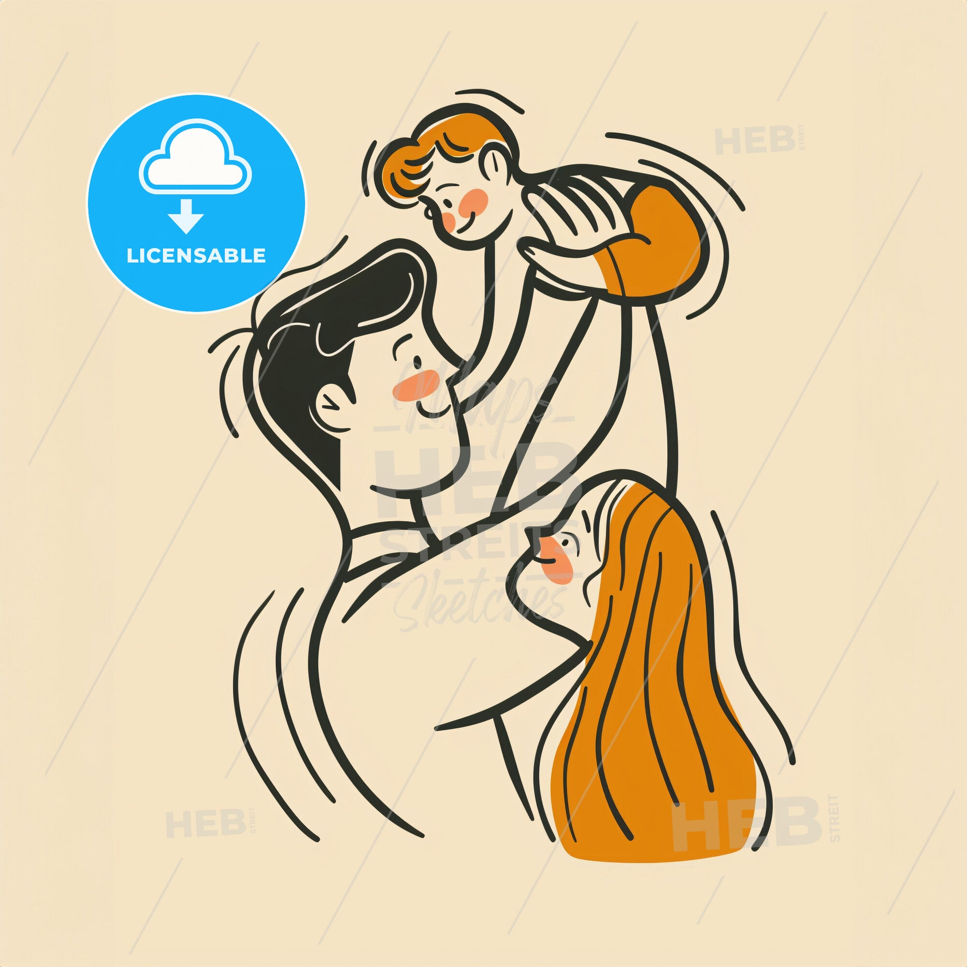 Dad Has Lifted His New Born High In The Air With His Arms - A Man Holding A Baby
